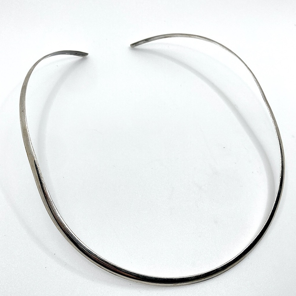 VTG Sterling Silver 925 Collar Bib Open Ended Oval Shaped Necklace 15 / 15.5”